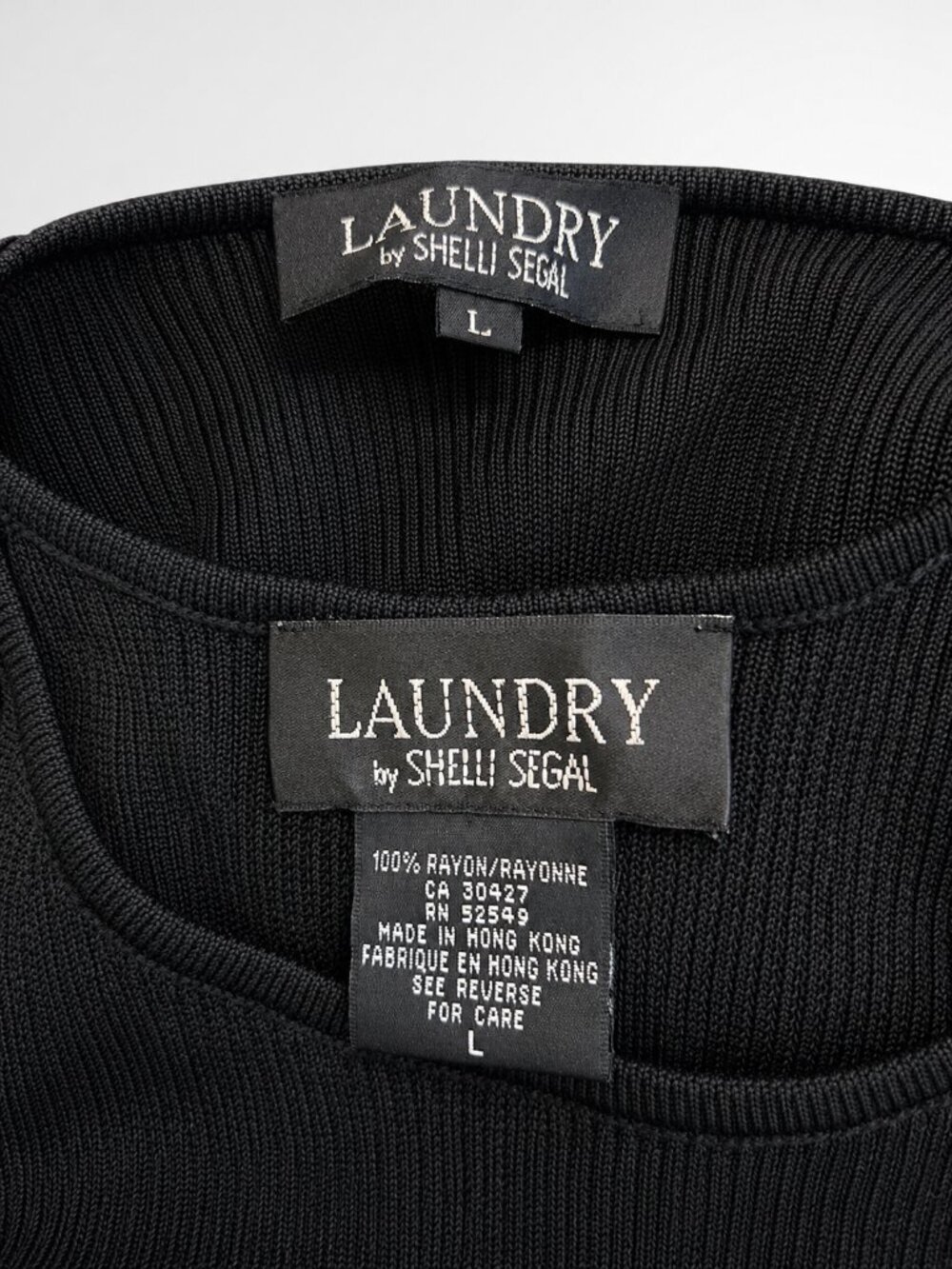 Laundry by Shelli Segal Black Ribbed Knit 2-Piece Cardigan & Tank Set Size L - Picture 12 of 13